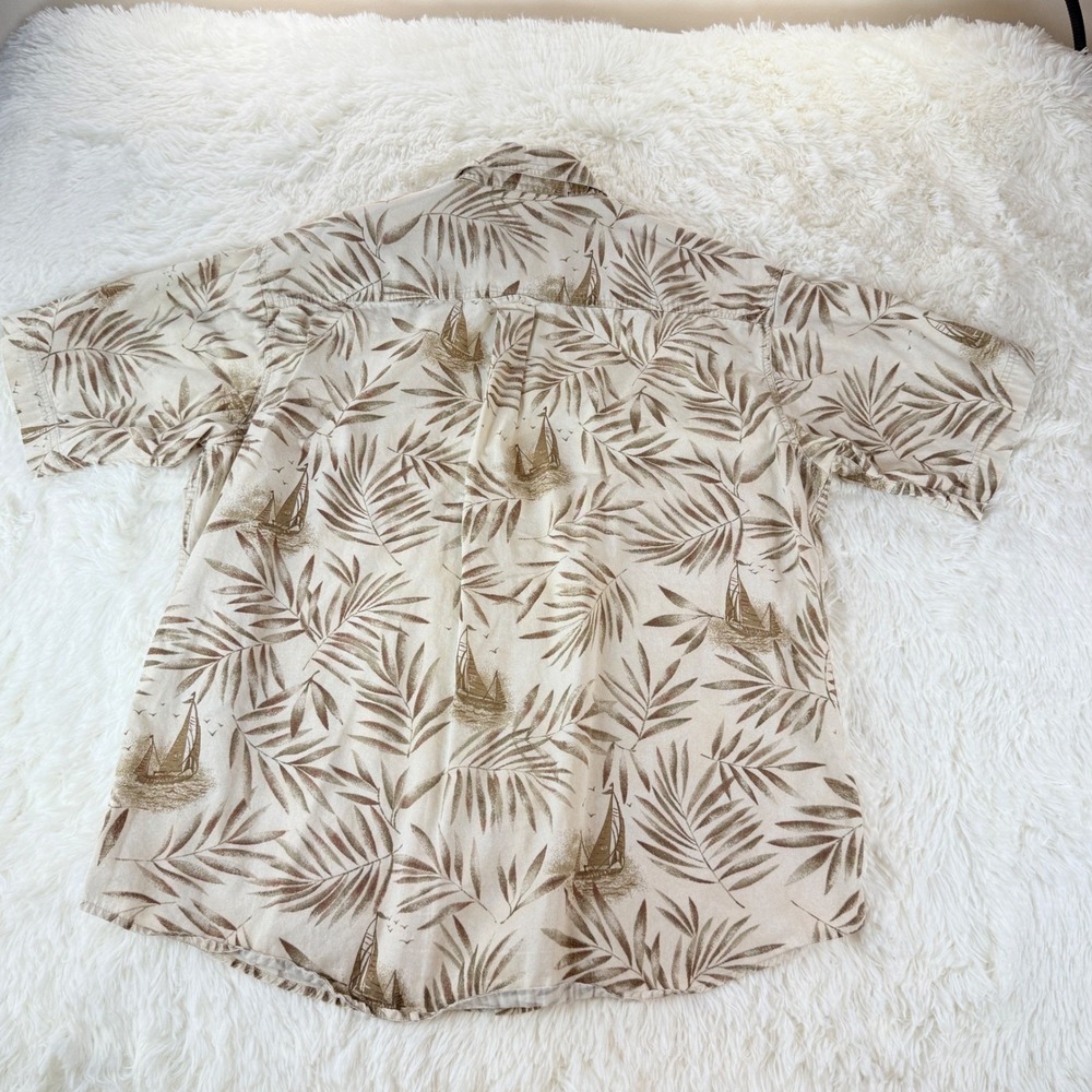Woolrich John Rich & Bros Men's Large Sailing Shirt Palm Leaf Sailboat Casual - Picture 3 of 9